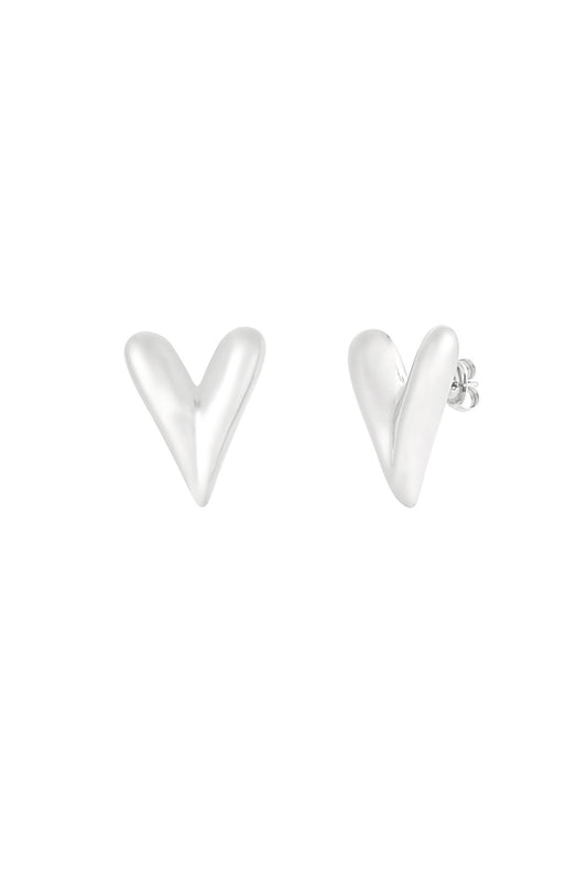 Large hearts oorbellen - zilver