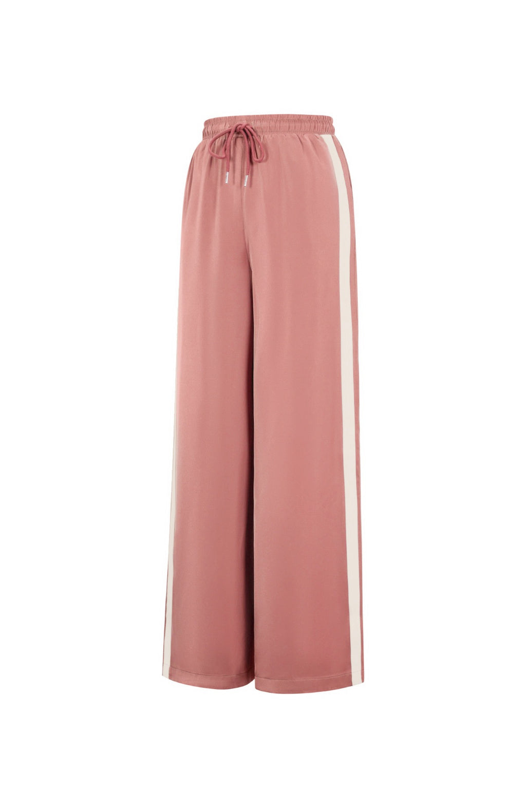 Satijnen broek met strepen - watermelon red