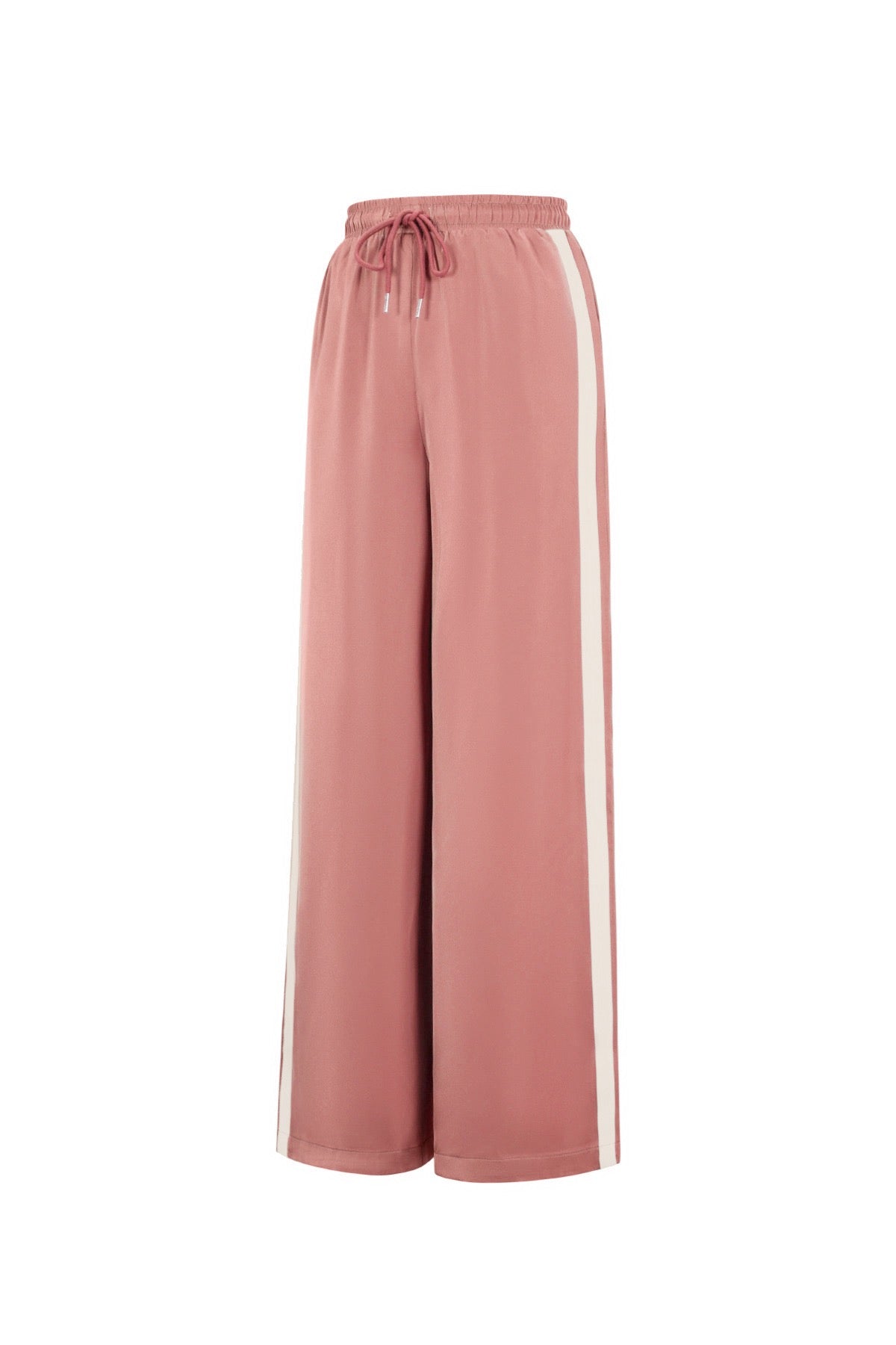 Satijnen broek met strepen - watermelon red