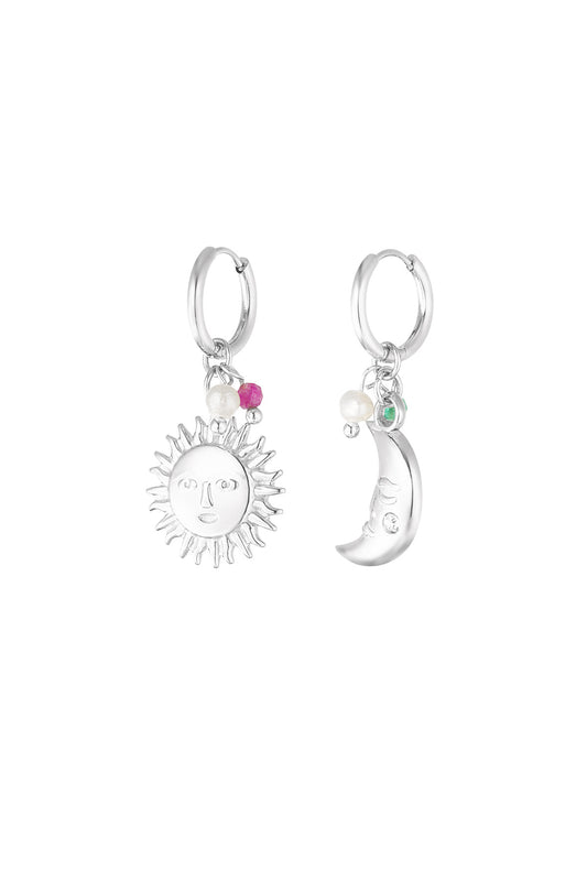 Solar duo oorbellen - zilver
