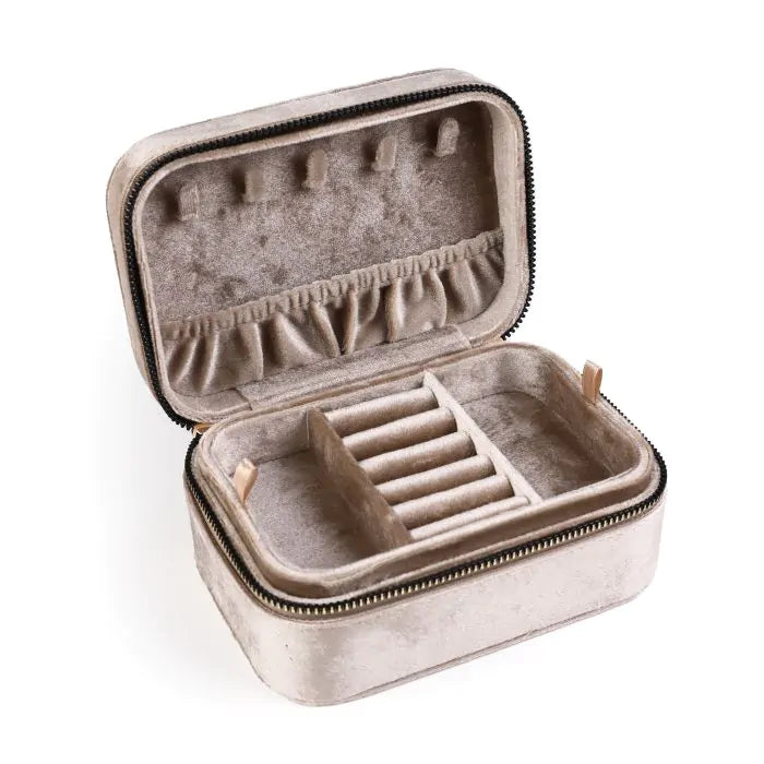 Dubbele velvet sieraden doosje - khaki