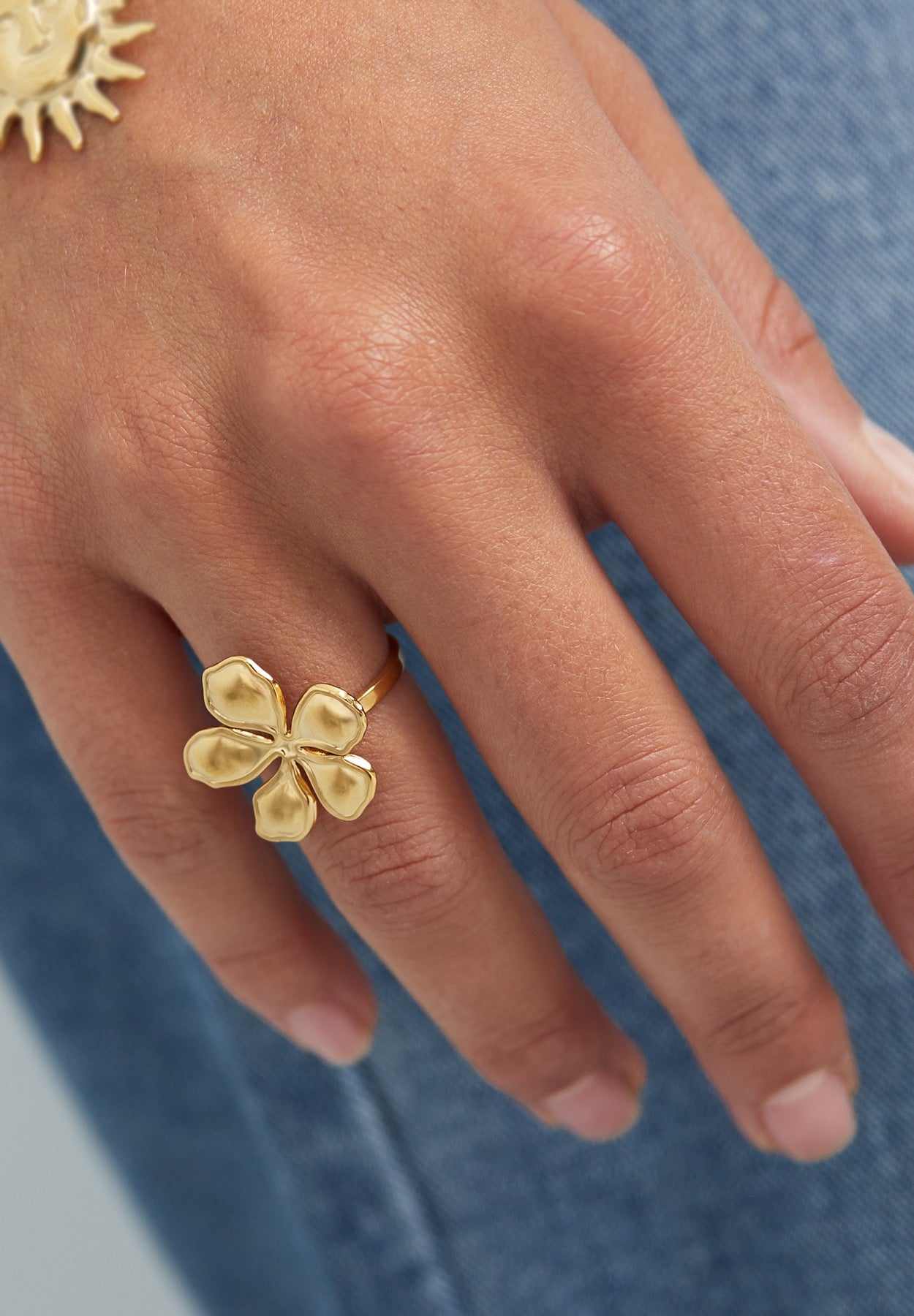Glitz flower ring - goud