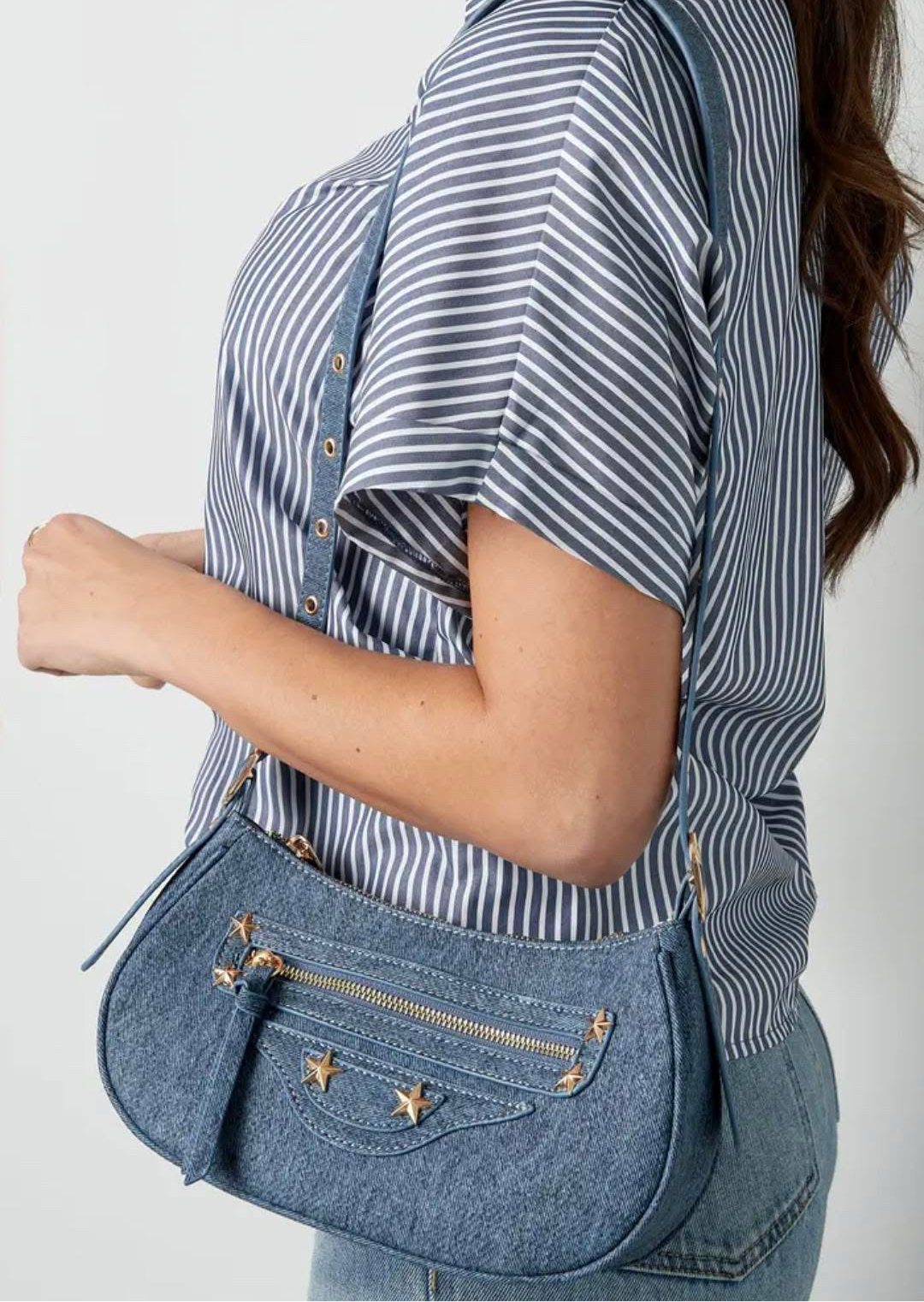 Starry denim tas - blauw