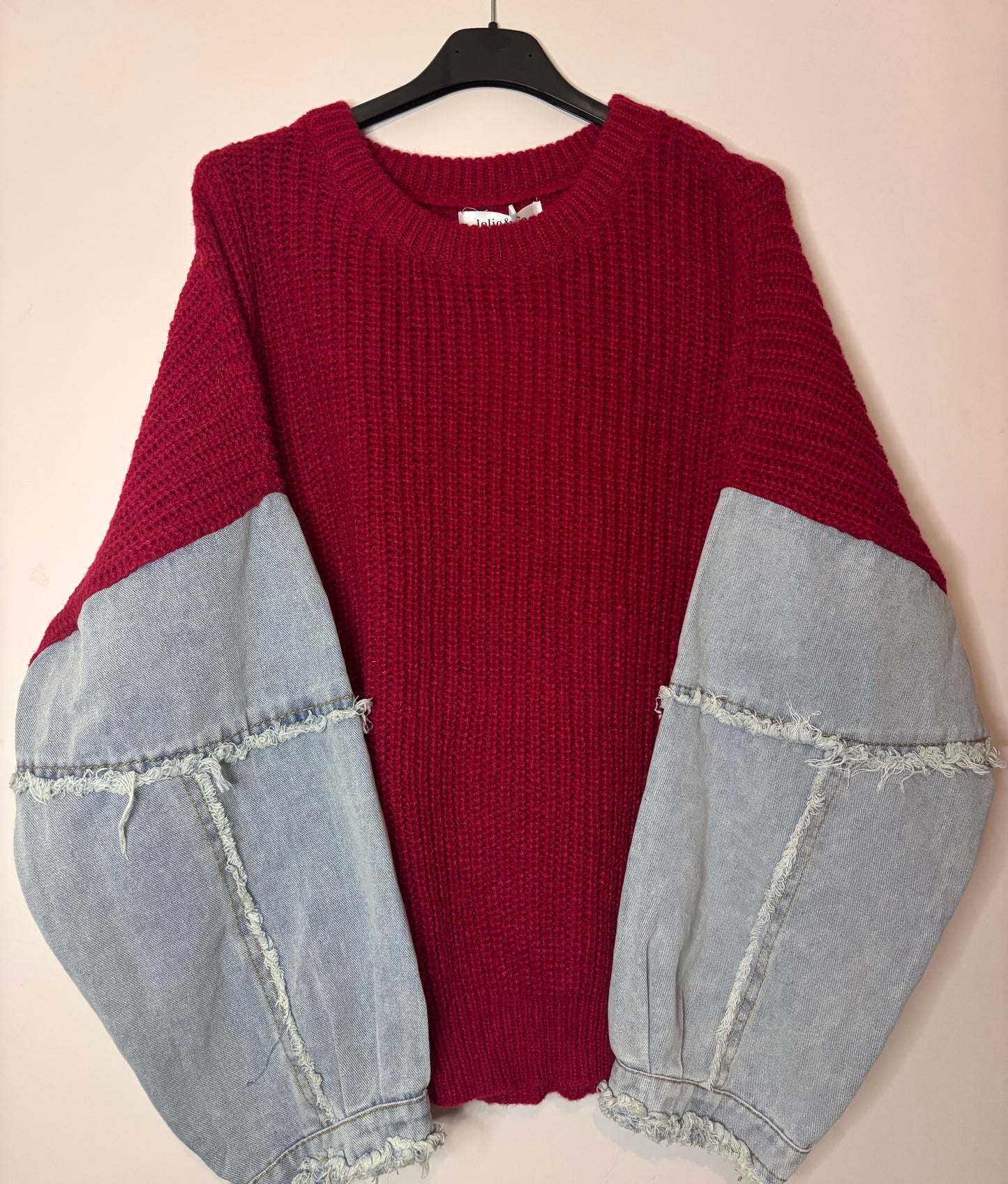 Sweater Denim - wijnrood
