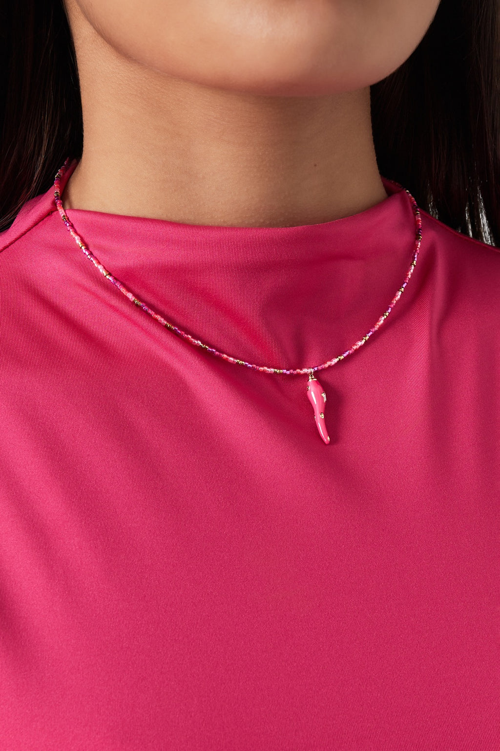 Hete peper ketting - fuchsia