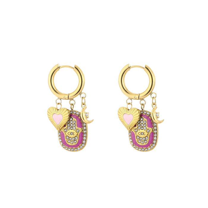 Pink charm oorbellen