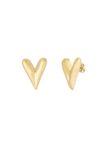 Large hearts oorbellen - goud