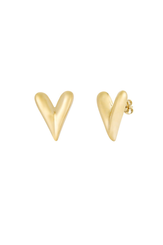 Large hearts oorbellen - goud