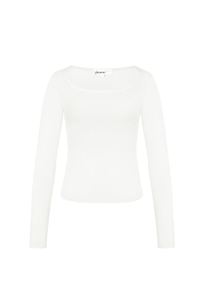Everyday fit longsleeve lage hals - wit