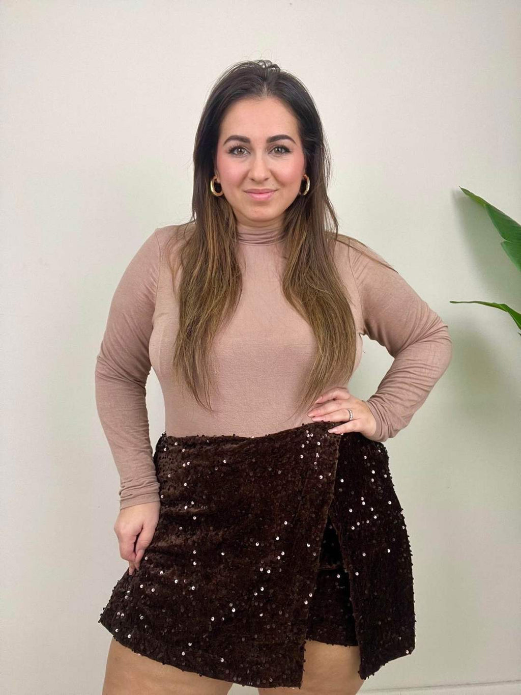 Glitter short - bruin