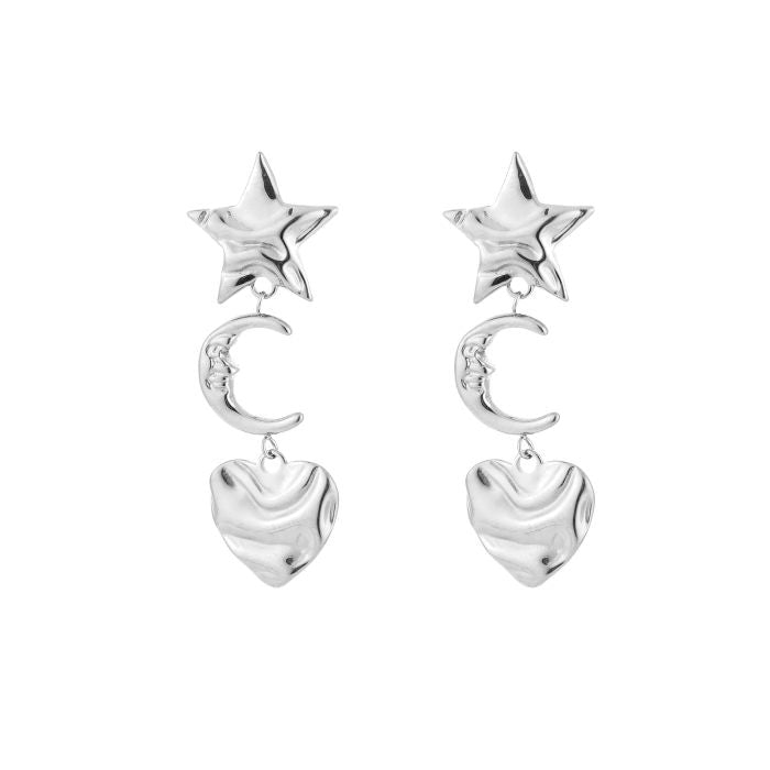 Star moon heart oorbellen