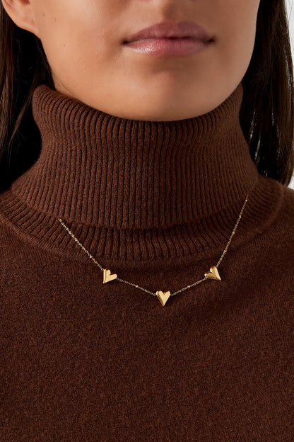 Triple love ketting - goud