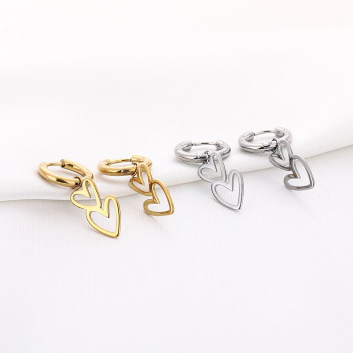 Dubbele hartjes oorbellen