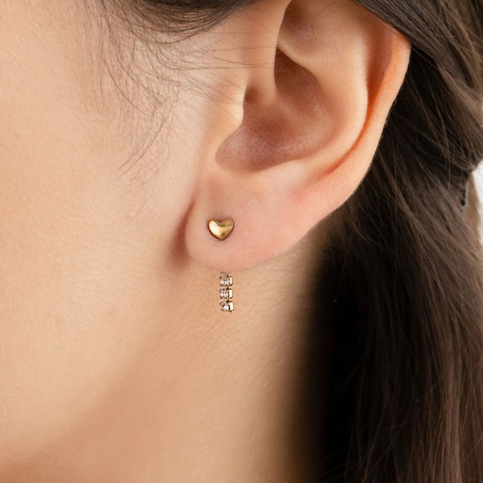 Hart strass studs oorbellen