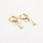 Pareltjes met schelp oorbellen - goud