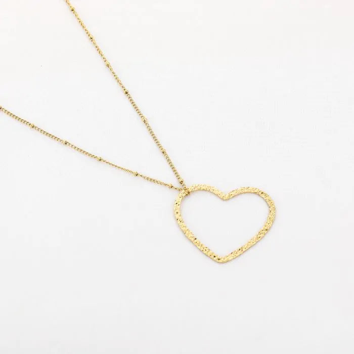 Lange ketting met xl hart - goud