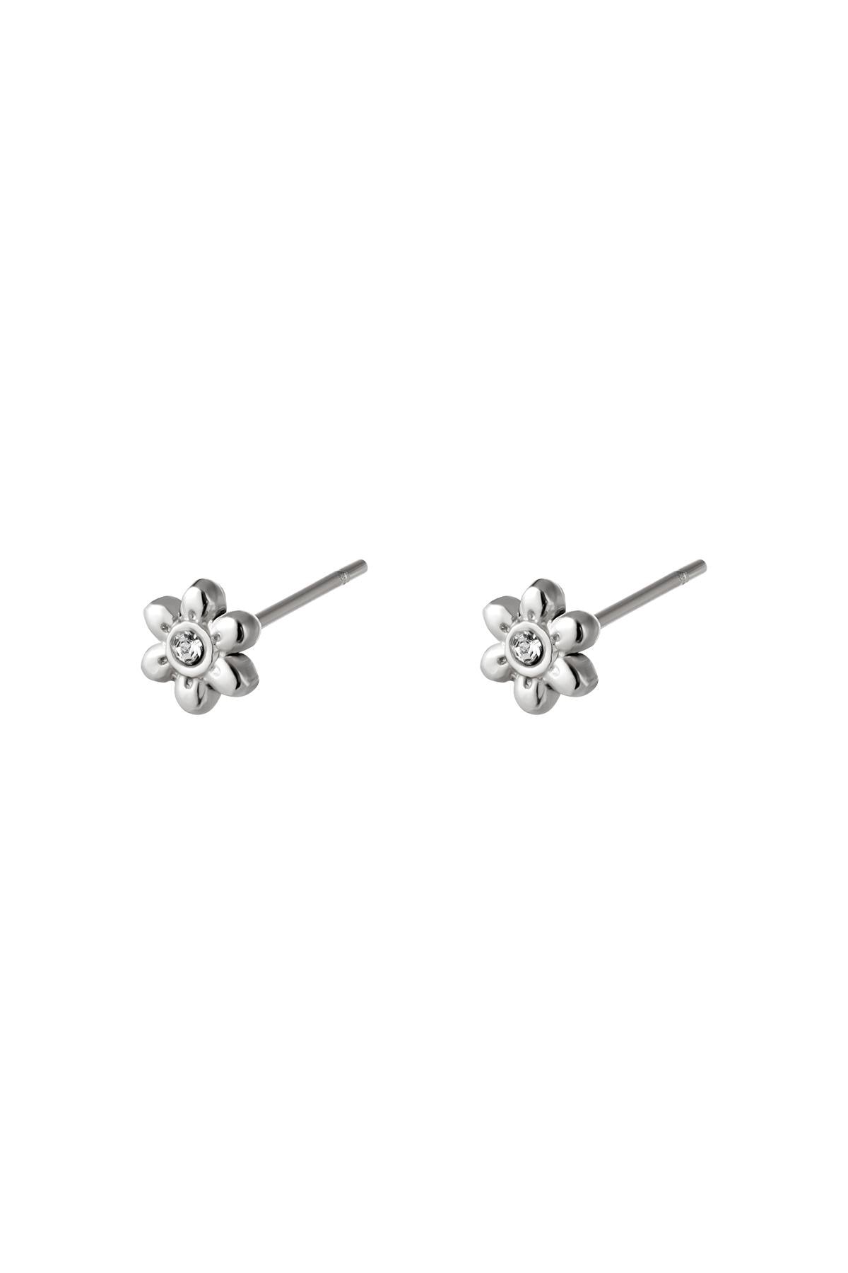 Bloem oorstekers - zilver