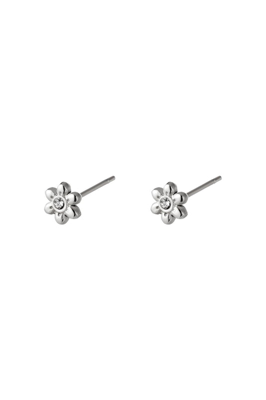 Bloem oorstekers - zilver