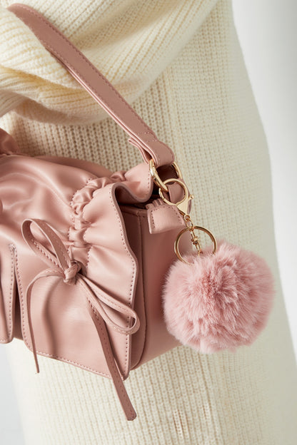 Puffy bal sleutelhanger - roze