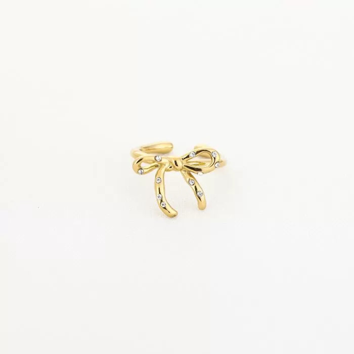 Glitter strikje ring - goud