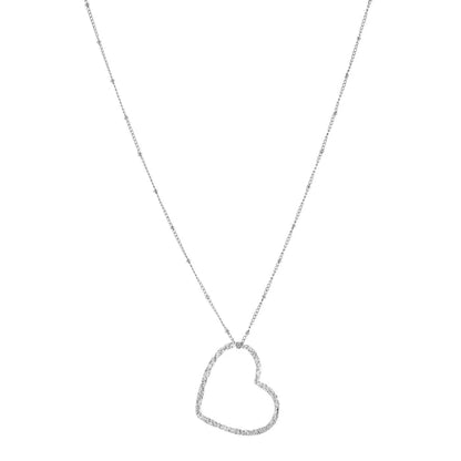 Lange ketting met xl hart - zilver
