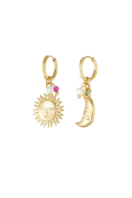 Solar duo oorbellen - goud