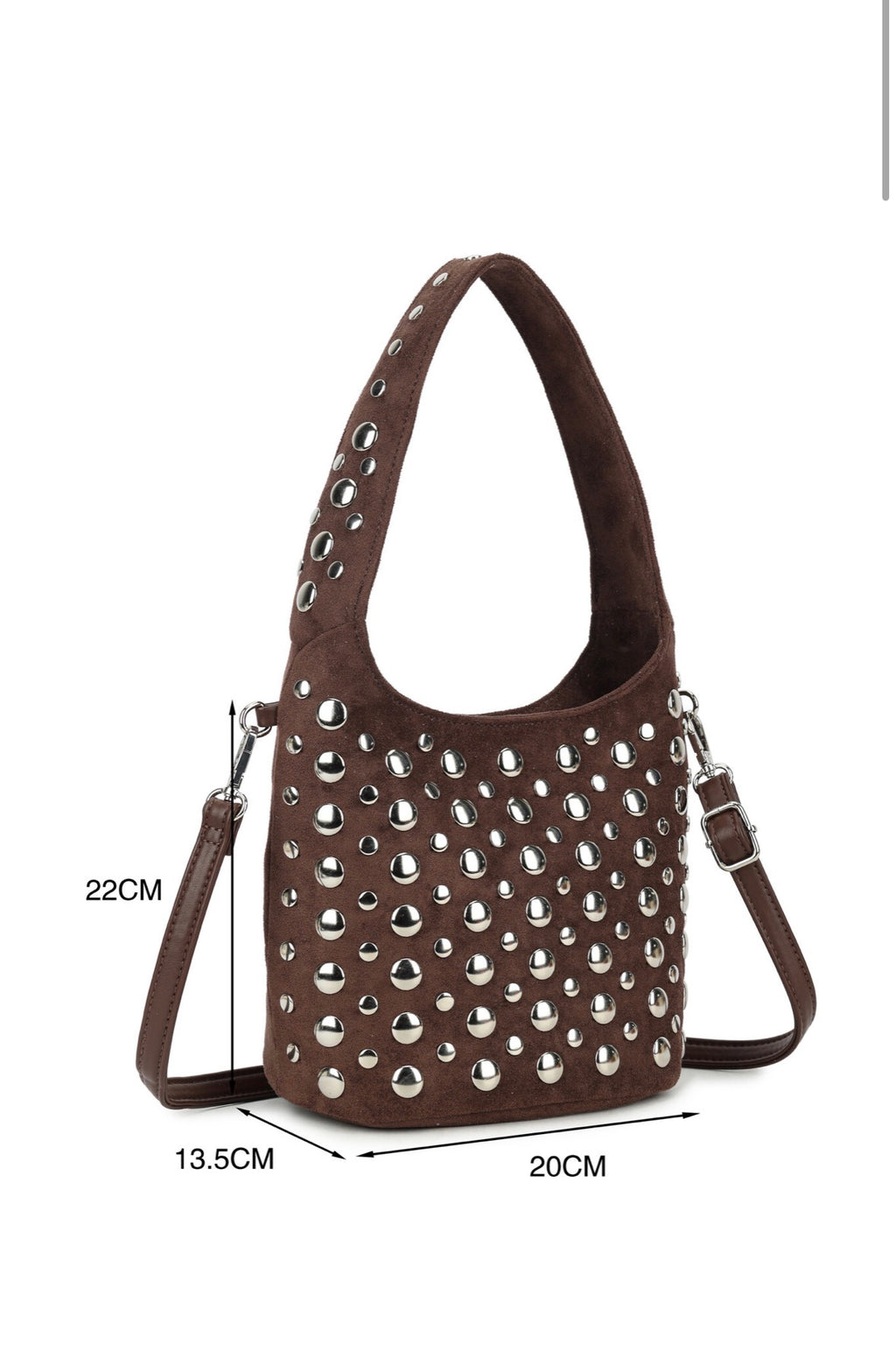 Studded bucket bag - koffie