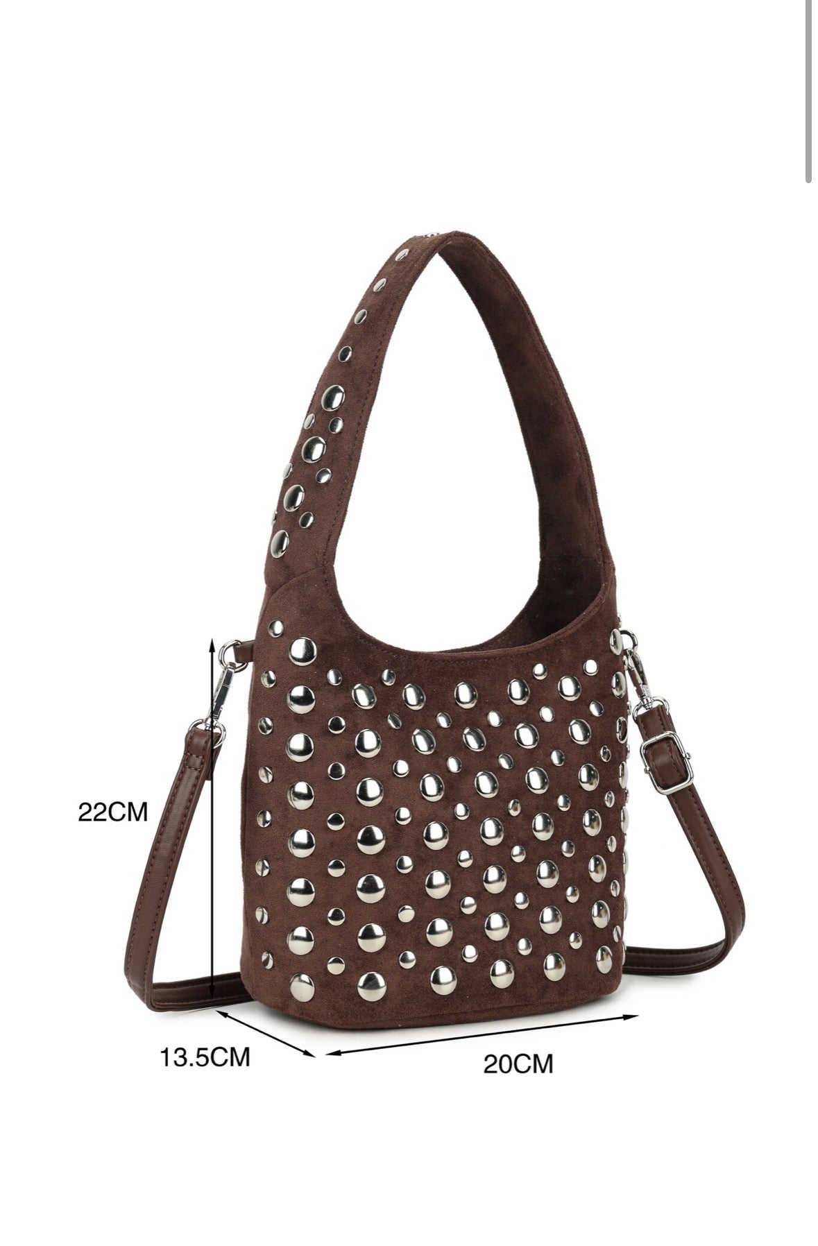 Studded bucket bag - koffie