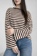 Gestreepte long sleeve met flair mouw