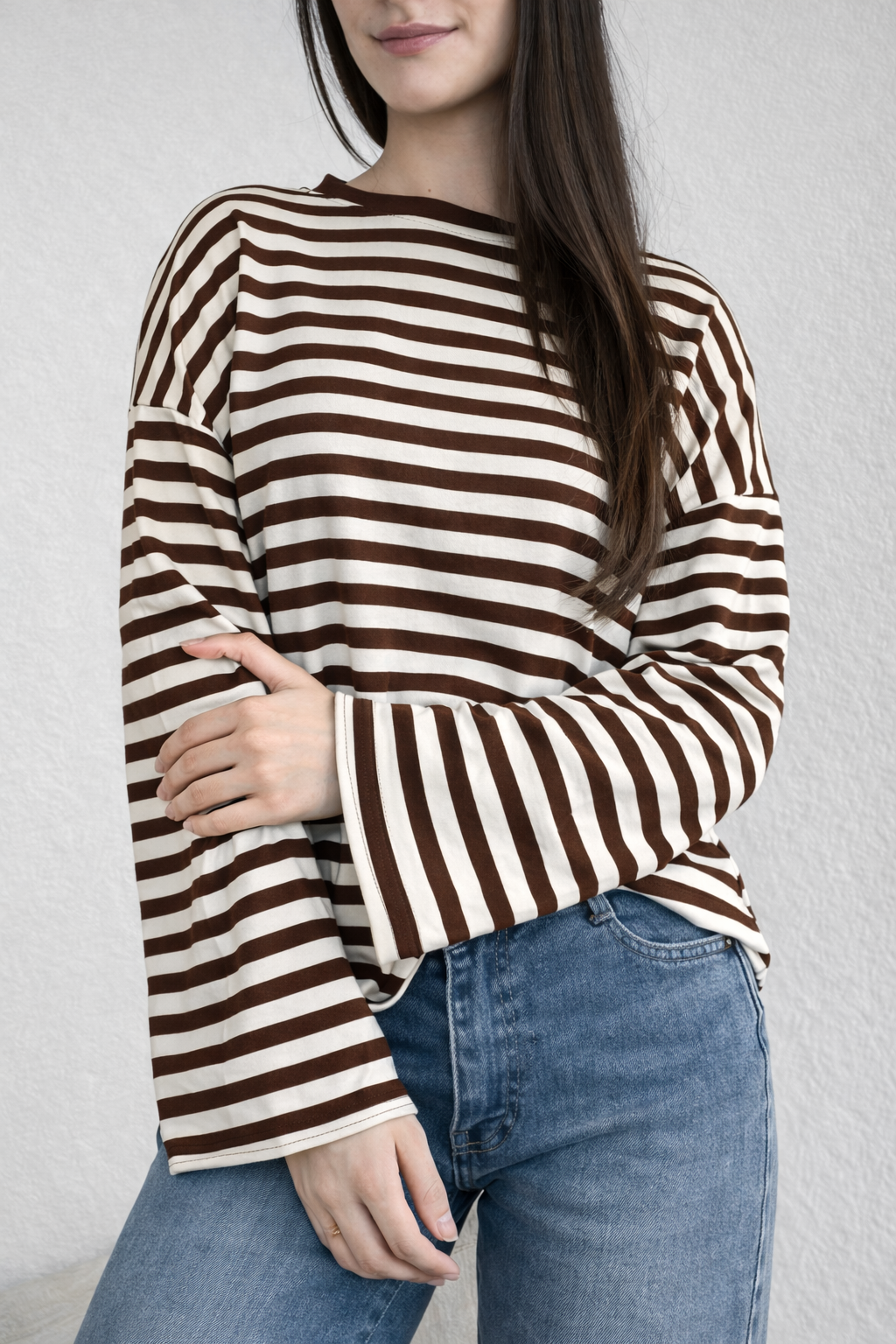 Gestreepte long sleeve met flair mouw
