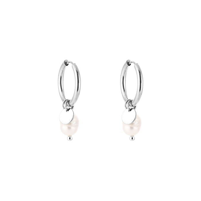 Muntje en parel oorbellen