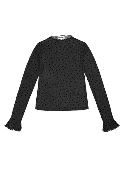 Doorschijnende love top - zwart