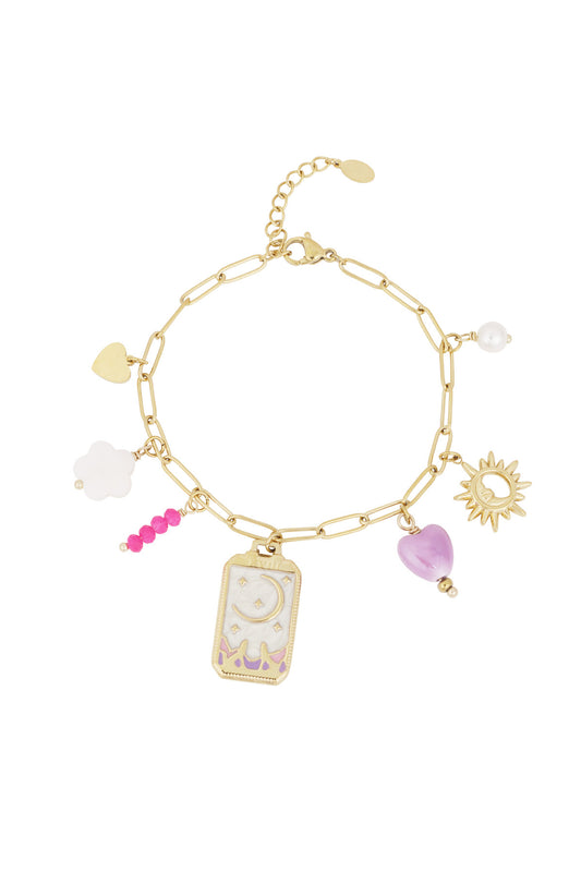 Tiny moon bedelarmband - goud
