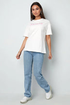 T-Shirt Mon amour - roze wit
