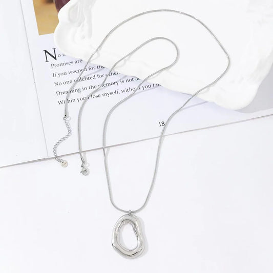 Open ovale lange ketting - zilver