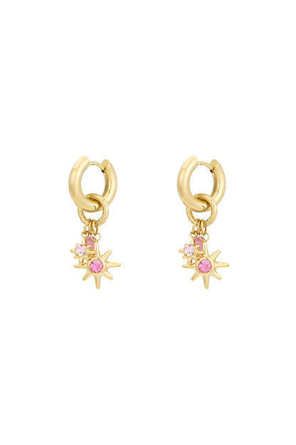 Pink starlight oorbellen - goud