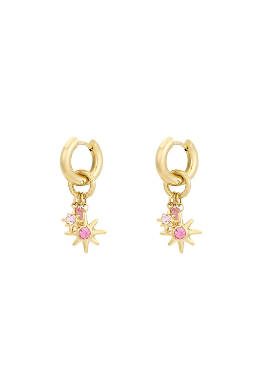 Pink starlight oorbellen - goud