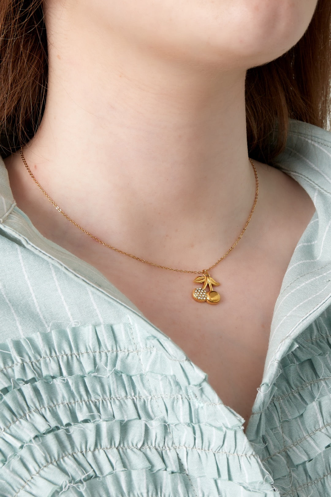 Glitter kersen ketting - goud