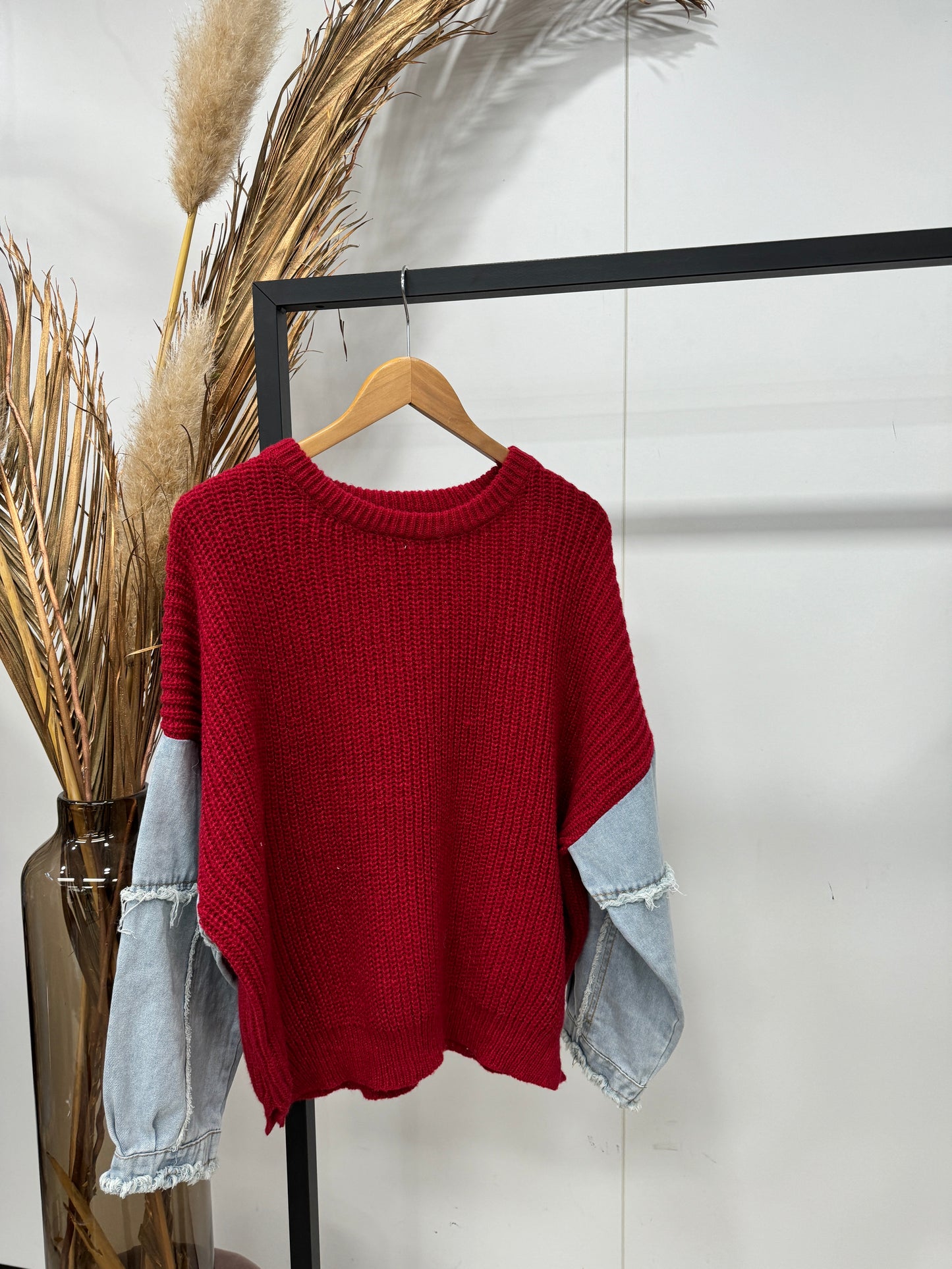 Sweater Denim - wijnrood