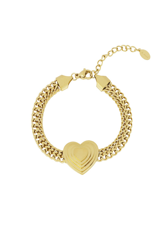 Bold heart armband - goud