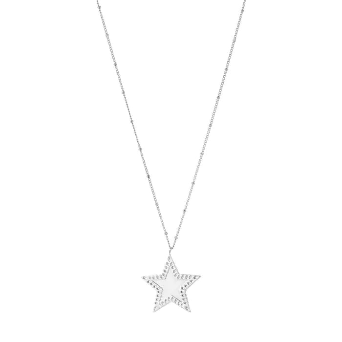 Lange ketting met ster - zilver