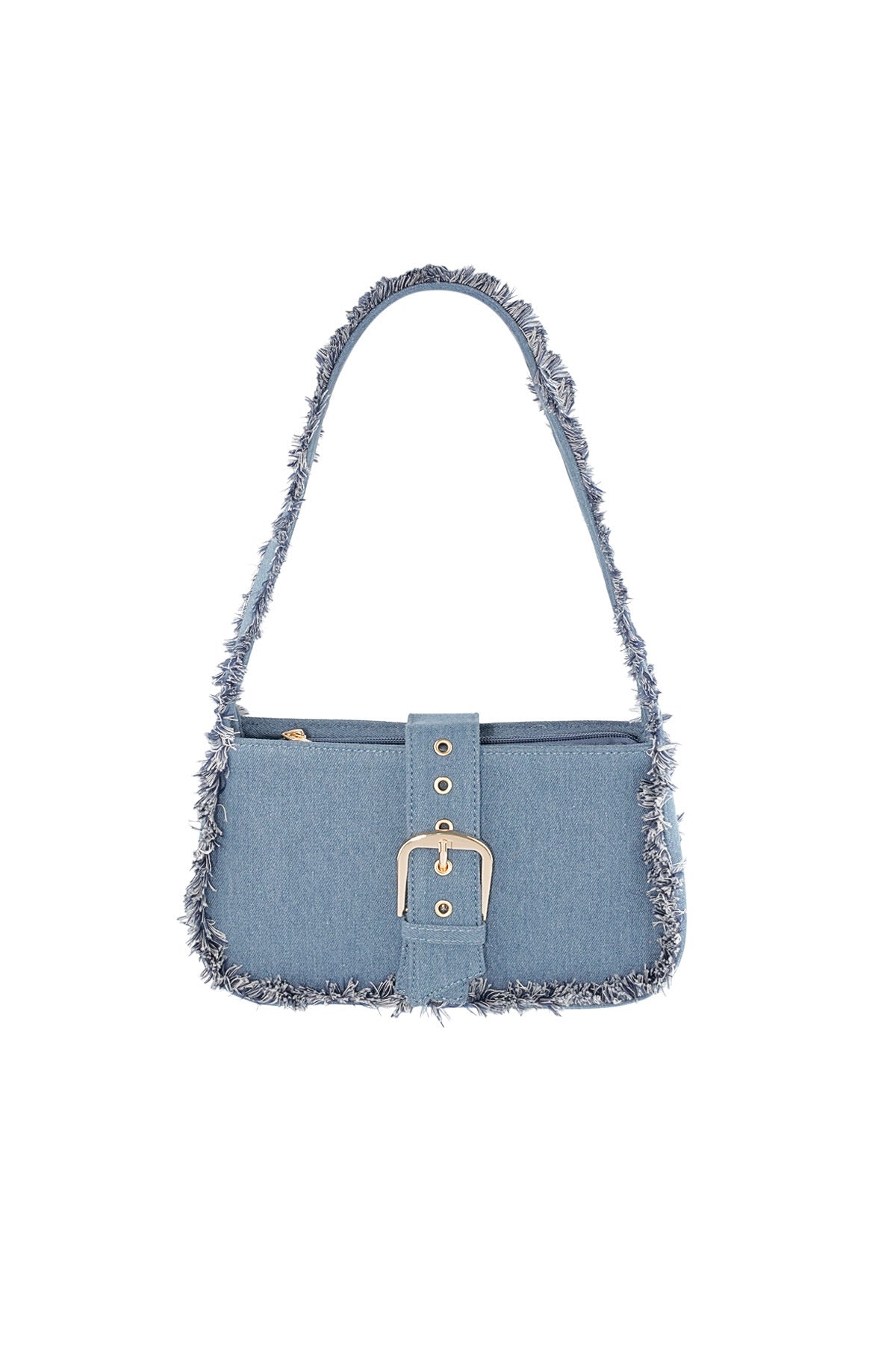 Denim tas met franjes - lichtblauw