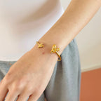 Parel met hart open bangle