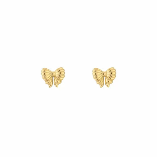 Strikjes stud oorbellen - goud