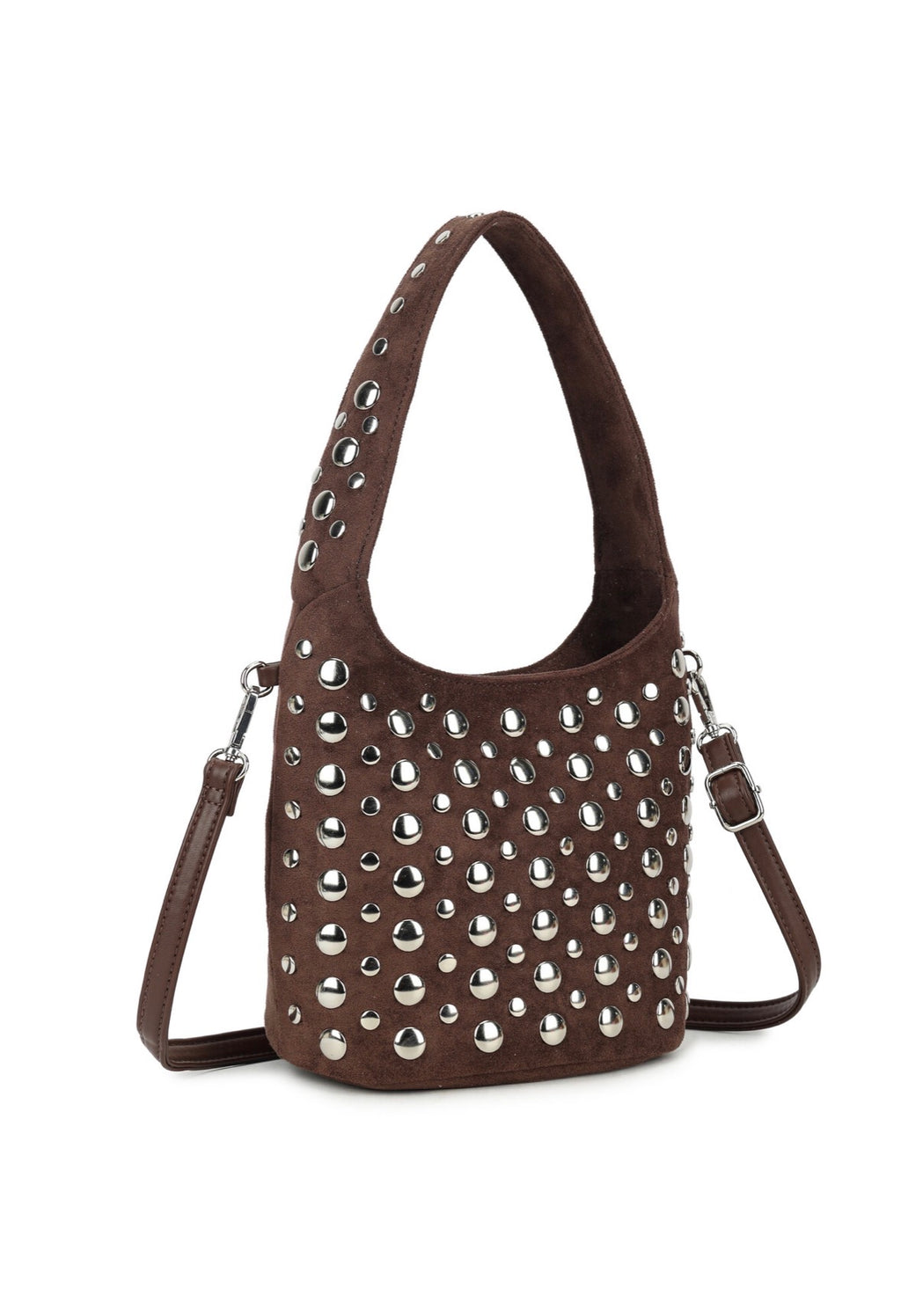 Studded bucket bag - koffie