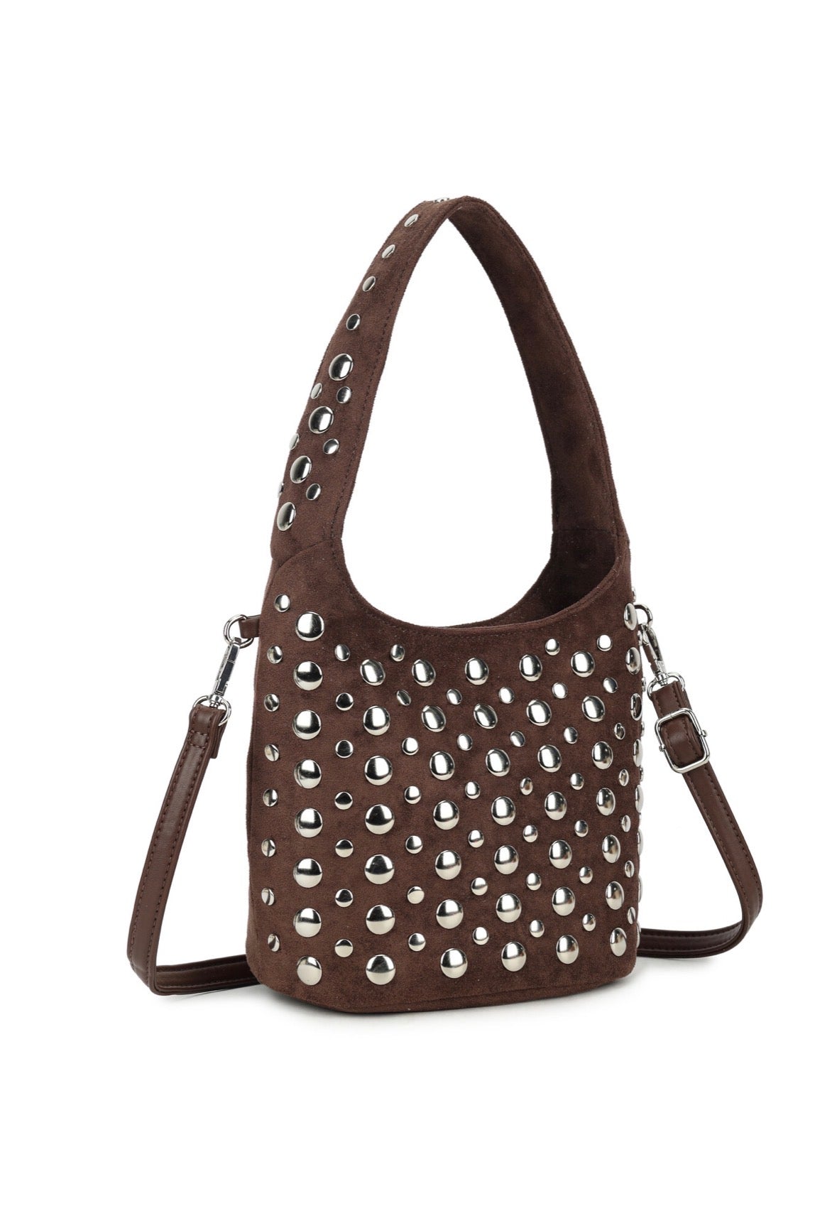 Studded bucket bag - koffie