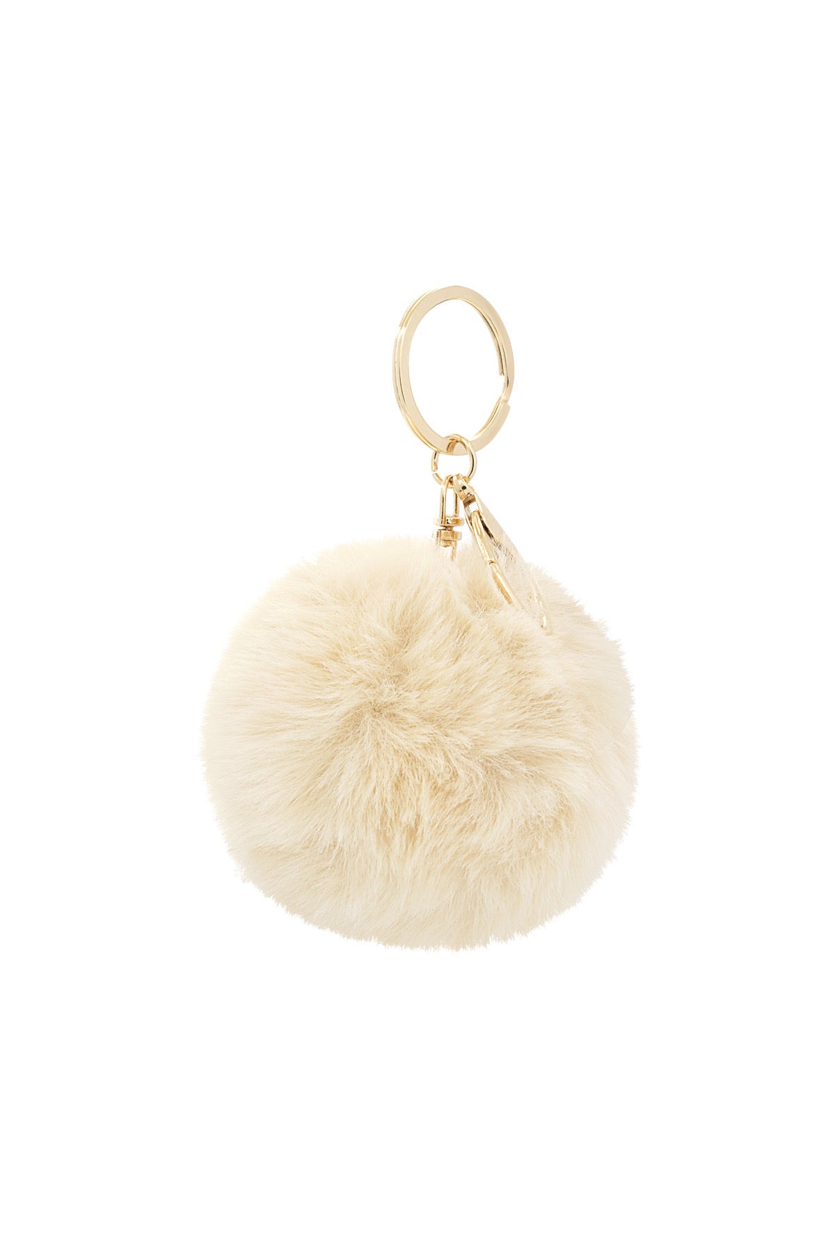 Puffy bal sleutelhanger - gebroken wit