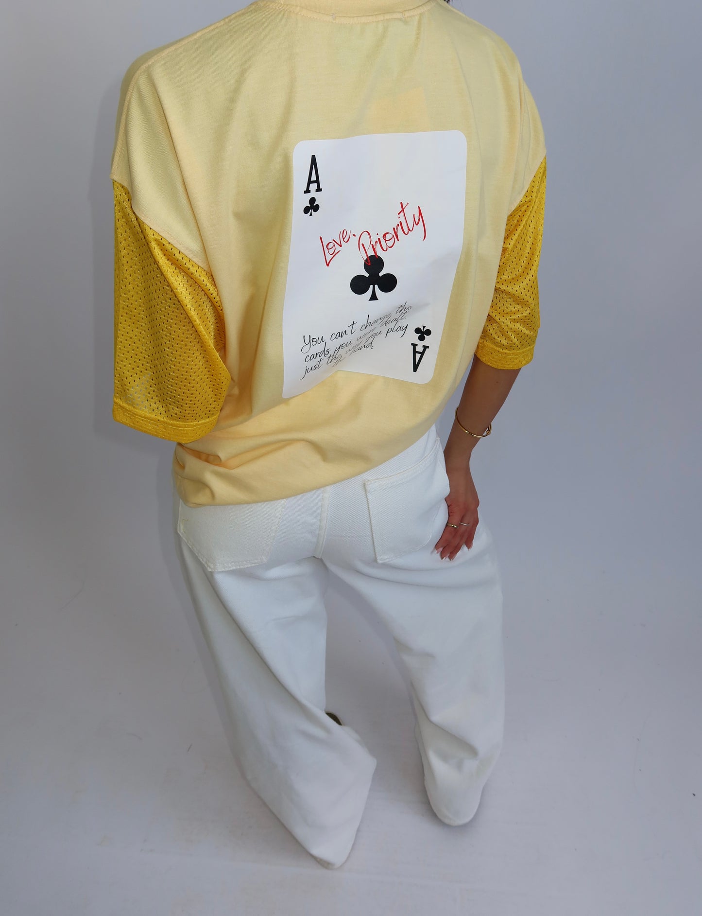 Priority oversized tee with jersey sleeves – yellow