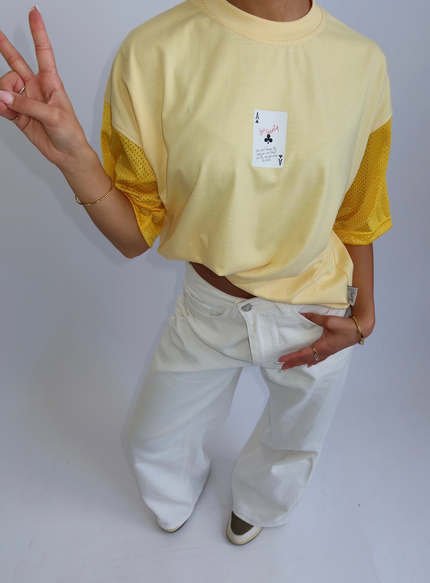 Priority oversized tee with jersey sleeves – yellow