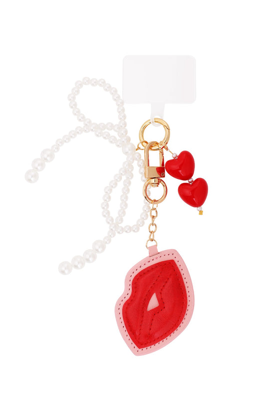 Accessory pendant kisses with pearls - rood